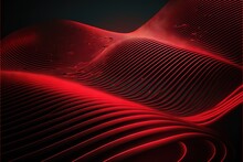  A Red Abstract Background With Wavy Lines And Curves In The Middle Of It, With A Black Background And A Red Frame Around The Edges.  Generative Ai