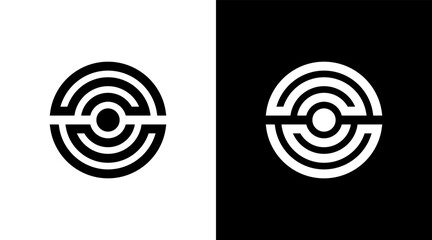 Wall Mural - technology logo monogram circle target black and white icon illustration style Designs templates