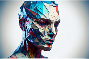 Abstract polygonal cyborg human face - Generated by Generative AI