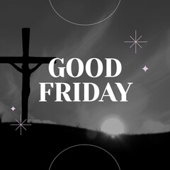 Canvas Print - Composition of good friday text with crucifix on grey background