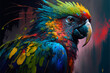 Kolorowa papuga malowana akrylem