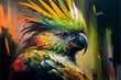 Kolorowa papuga malowana farbą akrylową