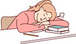 © drawlab19 - Exhausted student sleep on desk overwhelmed with studying