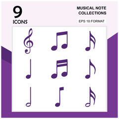 Poster - 9 music icons that can be used in multimedia designs. Music media player icon and symbol in set collection. Can be edited in eps10 format