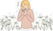 Unhealthy woman sneeze suffer from allergy