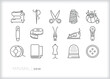 © Picture Window - Set of sewing line icons for cutting fabric, quilting, dressmaking, and other textile crafts