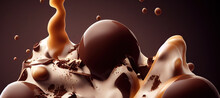 Chocolate Cream Ice Cream Liquid Splash Texture Background With Generative AI Technology