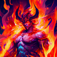 Fire God Anime Style. Fiery Guy Generative AI