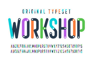 Fototapete - Condensed colorful alphabet design, original style, trendy characters set.