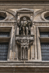 Poster - Architectural fragments of City Hall of Paris (Hotel de Ville de Paris) neo-renaissance style building - seat of the Paris City Council since 1357. Paris, France.