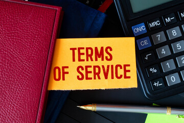 Poster - text terms of service on white sticker with yellow background