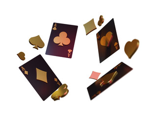 black poker card with gold sign composition 3d render