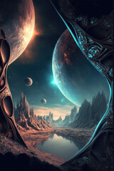 Wall Mural - earth and moon