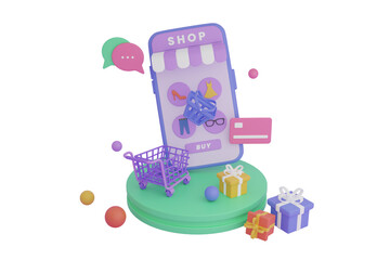 Poster - Online Shopping 3D Illustration