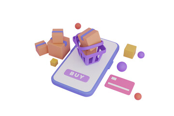 Poster - shopping basket 3D Illustration
