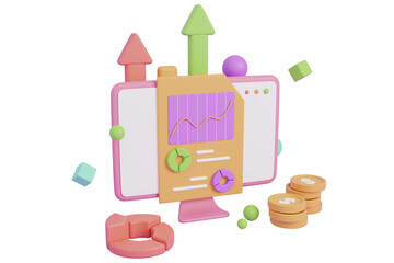 Aufkleber - dashboard and business finance report 3d illustration