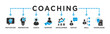 © Exclusive icon - Coaching banner web icon for coaching and success, motivation, inspiration, teaching, coach, learning, knowledge, support and advice
