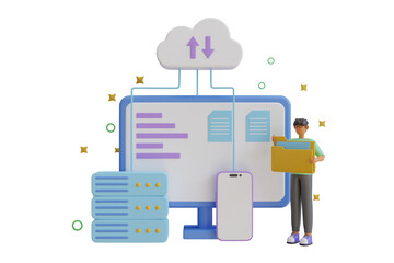 Poster - Cloud Data storage 3D Illustration