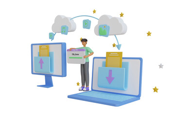 Poster - Copying files to Storage 3D Illustration