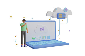 Poster - Cloud data sharing 3D Illustration