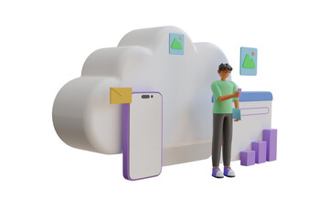Poster - Cloud data storage 3D Illustration