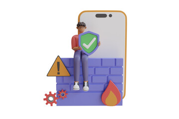 Poster - Firewall Security 3D Illustration