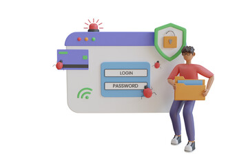 Poster - Hacker Internet Activity 3D Illustration