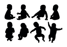 Children Illustration Silhouette For Baby Shower, Gender Reveal Party. Stencil Templates For Design, Cutting, Sublimation Printing