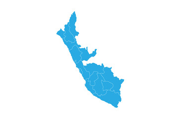 Wall Mural - peru map. High detailed blue map of peru on PNG transparent background.