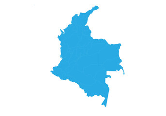 Fototapete - colombia map. High detailed blue map of colombia on PNG transparent background.