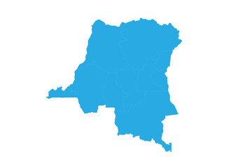 Wall Mural - congo DR map. High detailed blue map of congo DR on PNG transparent background.