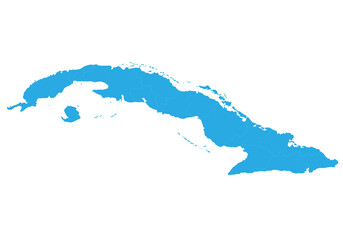 Fototapete - cuba map. High detailed blue map of cuba on PNG transparent background.