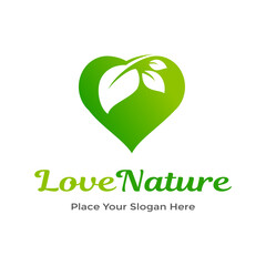 Wall Mural - Love nature vector logo template. This graphic is suitable for environment, botanical, beauty, life and wellness.