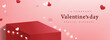 Valentine's day sale banner background with product table display and festive decoration for Valentine's day