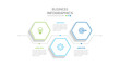 Business infographic design with 3 options. Vector thin line label with hexagons template.