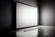 empty room with blank projection screen, space for copy, generative ai