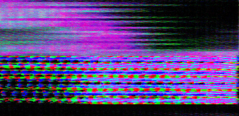 Aufkleber - Glitched and distorted TV screen with static pixel noise.