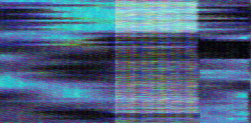 Aufkleber - Glitched and distorted TV screen with static pixel noise.
