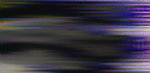 Poster - Black and white static noise of a TV screen. Glitched and distorted background.