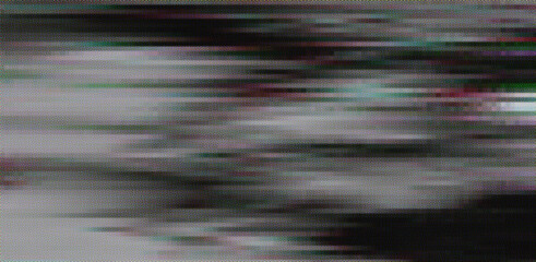 Aufkleber - Black and white static noise of a TV screen. Glitched and distorted background.