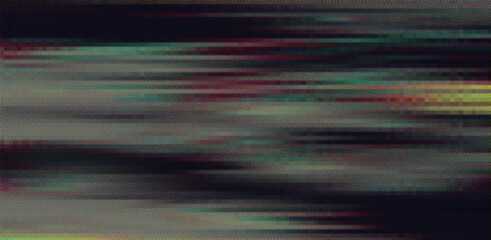 Aufkleber - Black and white static noise of a TV screen. Glitched and distorted background.
