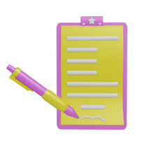 3D Document Contract Signature Icon With Transparent Background, Perfect For Template Design, UI/UX And More.