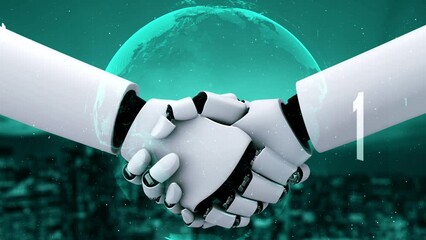 Futuristic robot artificial intelligence huminoid AI programming coding technology development and machine learning concept. Robotic bionic science research for future of human life. 3D rendering.