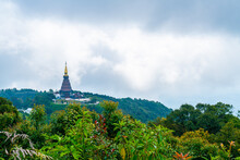 Landmark Pagoda In Doi Inthanon National Park At Chiang Mai, Thailand.