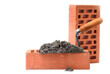 Trowel and bricks isolated