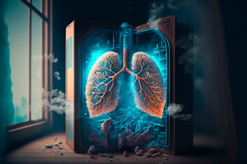 The concept of the lungs of a smoker and a healthy person Generative AI