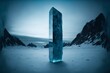 astronauts find monolith that is emitting an eery blue aura.generative AI