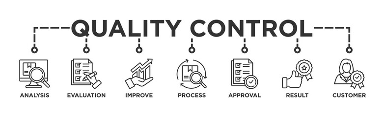quality control banner web icon vector illustration concept for product and service quality inspecti