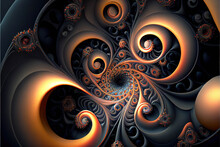 Vibrant Psychedelic Fractal Pattern With Brown Orange And Grey