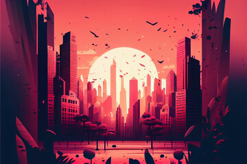 Aufkleber - Minimalism City retro style concept. 80s. Background pattern for design.	

